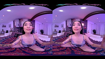 Gorgeous Asian babe pretends her toys are your cock and masturbates in VR